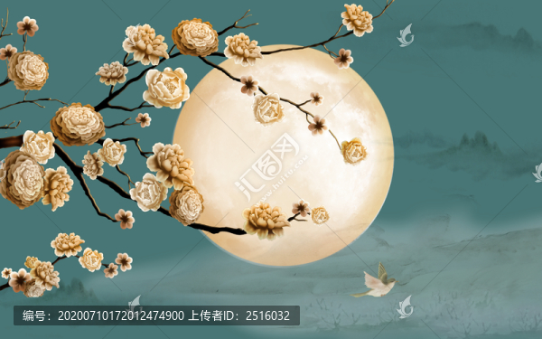 中式工筆牡丹