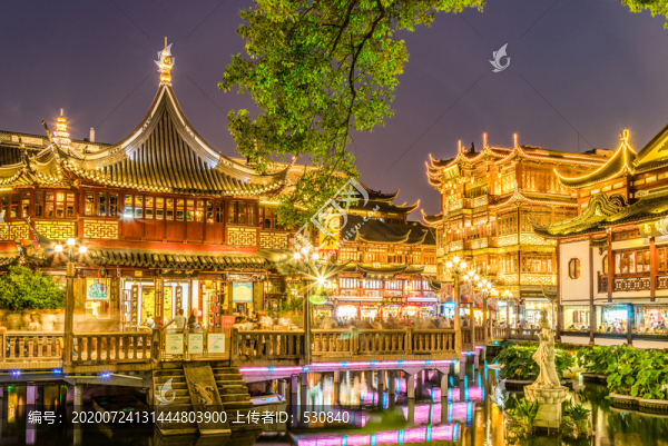 上海城隍廟夜景全景