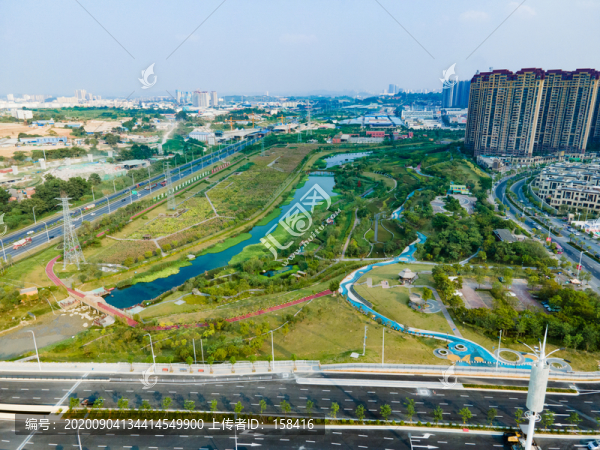 航拍廣西南寧那考河濕地公園