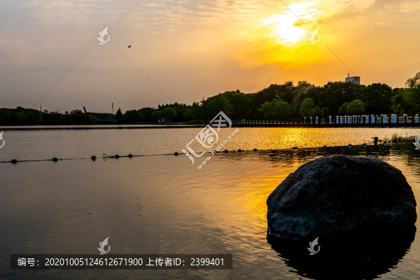 上海汽車博覽公園清江湖落日晚霞