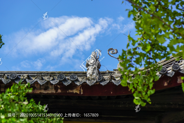 寺廟屋檐神像