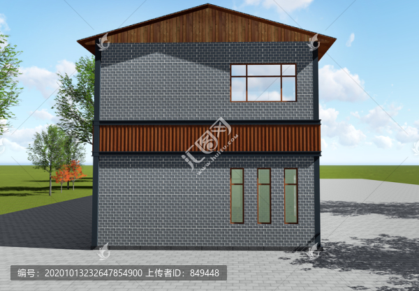 現(xiàn)代中式二層商業(yè)街建筑