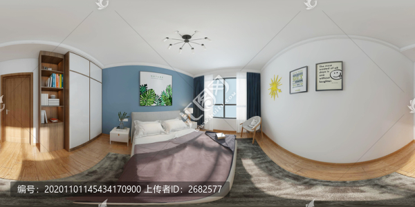 現(xiàn)代臥室VR全景效果圖