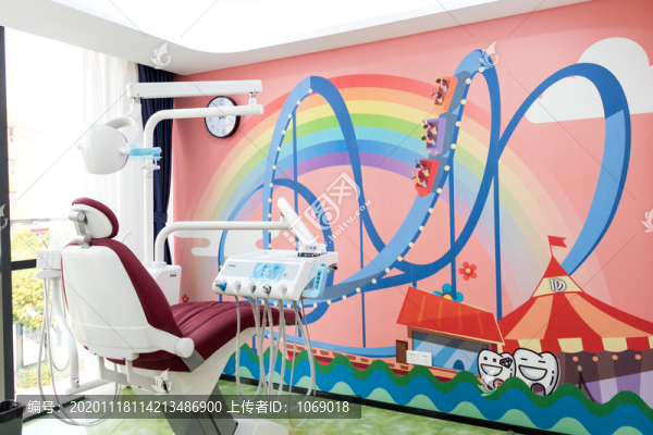 儿童牙科牙齿诊室治疗室卡通墙