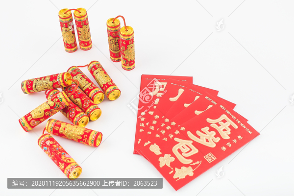 壓歲包和爆竹新年春節(jié)主題圖片