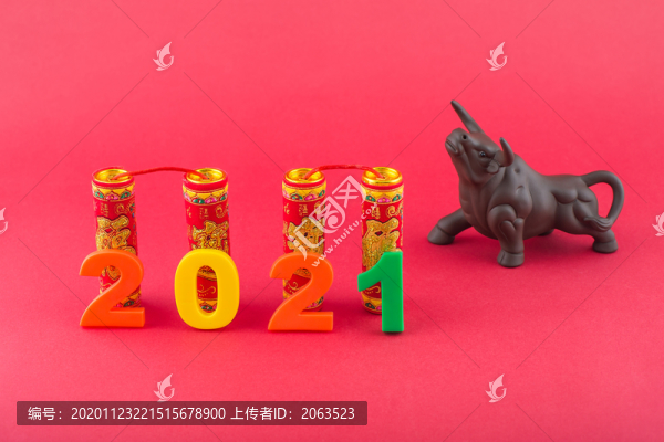 2021年牛年紅色新年素材插圖