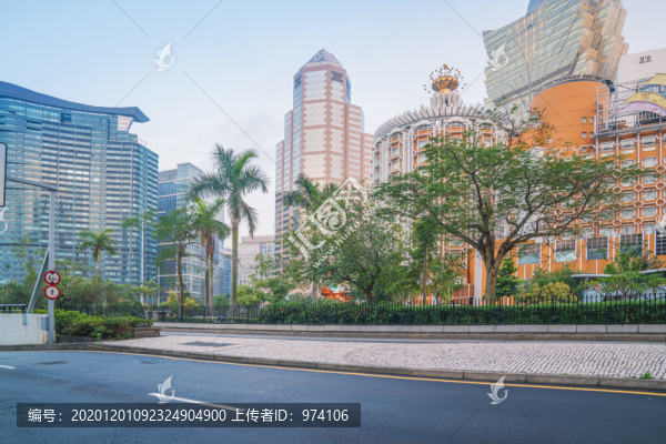 澳門現(xiàn)代建筑天際線和城市街景