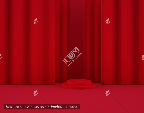 紅色C4D場景背景電商海報