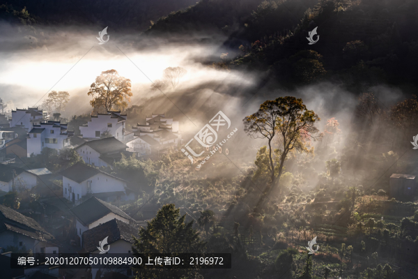 鳥(niǎo)瞰美麗的山村晨景