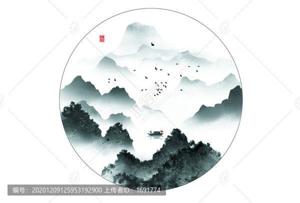 中國(guó)風(fēng)水墨山水畫