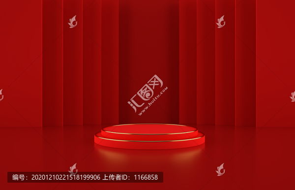 紅色C4D舞臺(tái)場(chǎng)景海報(bào)背景