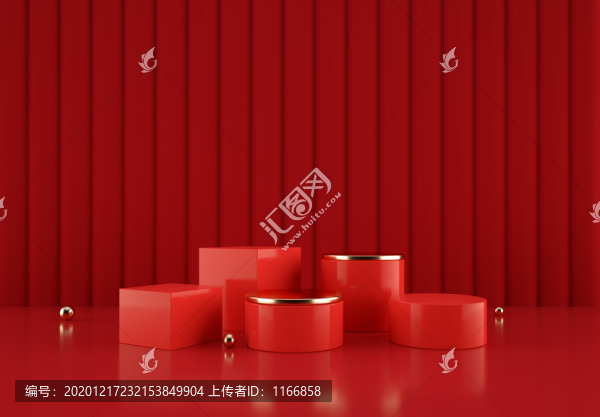 紅色立體場(chǎng)景舞臺(tái)