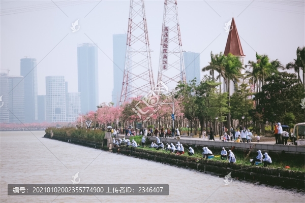 珠海橫琴花海長(zhǎng)廊釣魚(yú)和沿岸景色