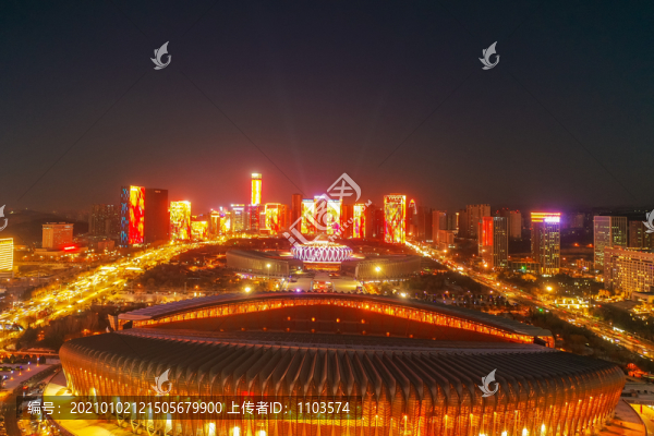 航拍濟(jì)南CBD元旦燈光秀41