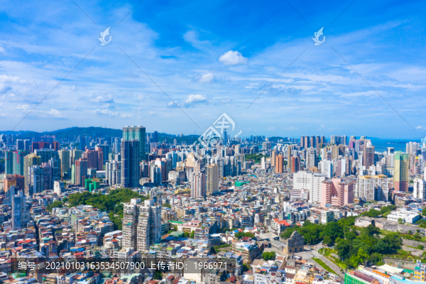 珠海香洲區(qū)與澳門半島航拍風(fēng)光