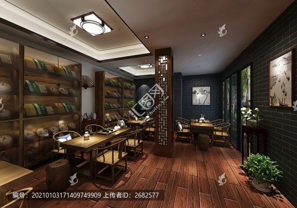 中式茶房效果圖
