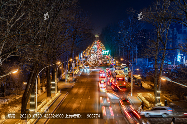中國長春市冬季城區(qū)夜景