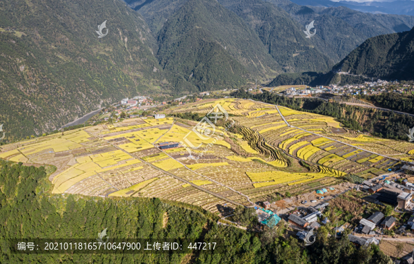 航拍丙中洛田園風光
