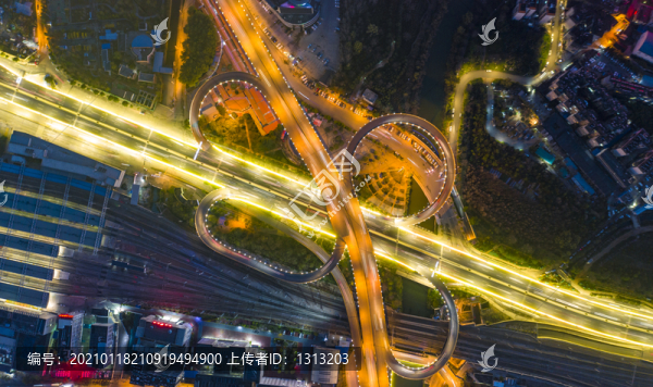航拍云南昆明城市夜景