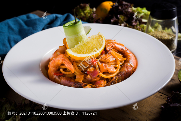 大蝦焗意面