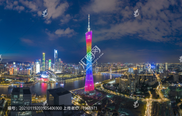 廣州城市夜景航拍