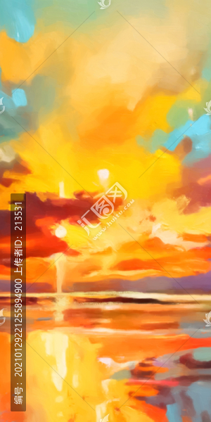 夕陽(yáng)風(fēng)景抽象油畫(huà)