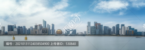 杭州城市建筑景觀天際線全景