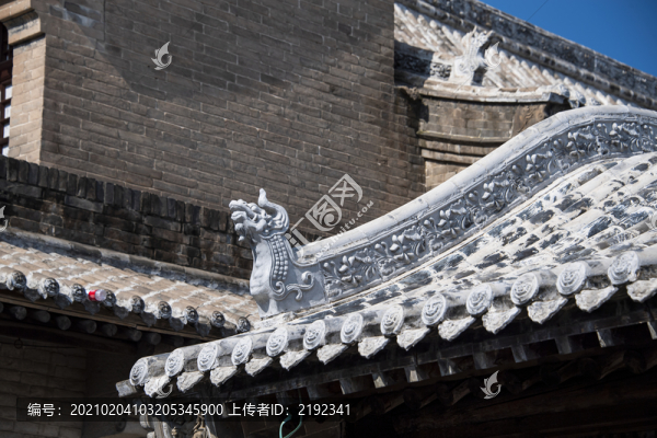 山西臨縣磧口古鎮(zhèn)西灣村民居飛檐