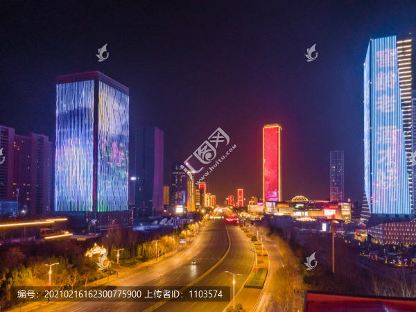 航拍濟南東部新城夜景37
