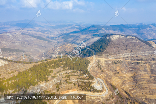 航拍濟(jì)南彩西路盤山公路22