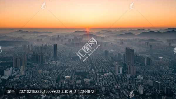 中山市城區(qū)日出云海全景