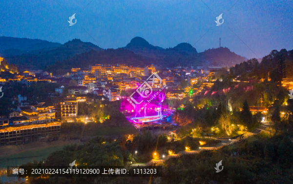 航拍湖南湘西芙蓉鎮(zhèn)風(fēng)光
