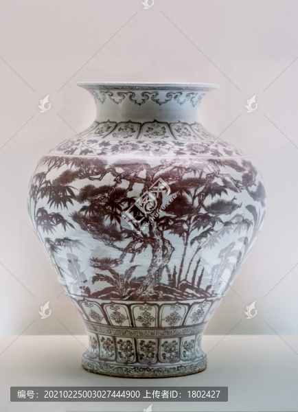 明洪武釉里紅松竹梅紋罈