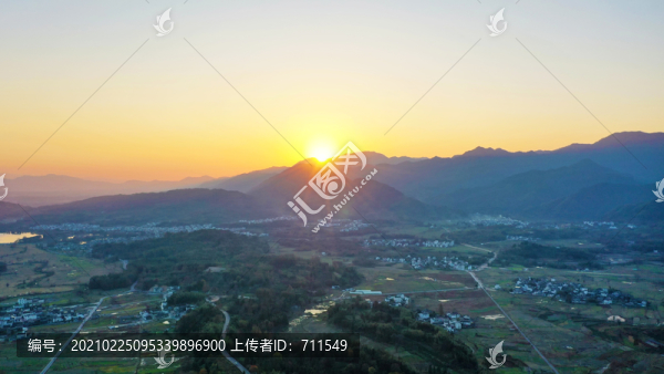航拍塔川日落風(fēng)景