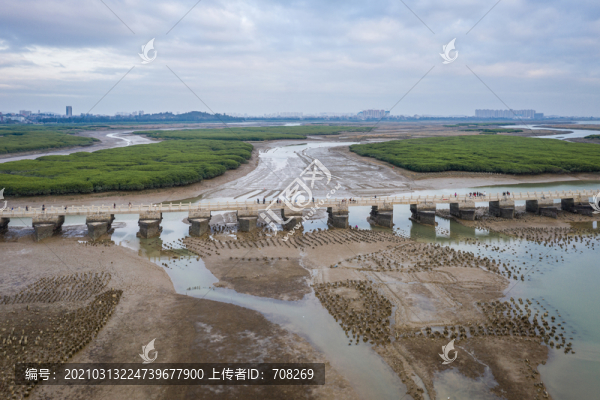 泉州洛陽(yáng)橋黃昏風(fēng)航拍風(fēng)景