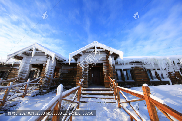 冬季雪原木屋