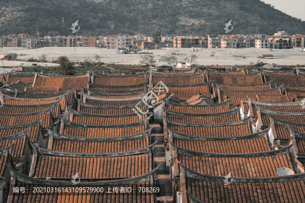 漳州埭美村中國傳統(tǒng)古民居屋頂