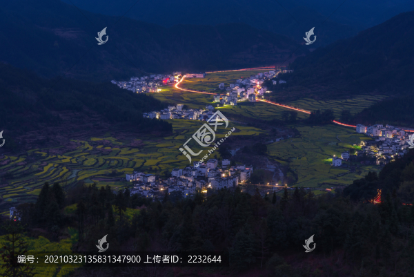 江西婺源江嶺油菜花夜景