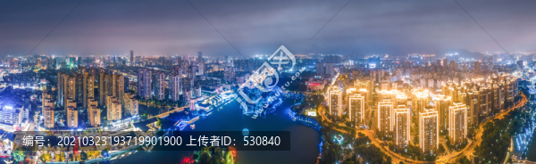 航拍浙江溫州城市夜景