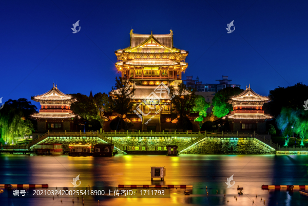 江蘇泰州鳳城河景區(qū)望海樓夜景