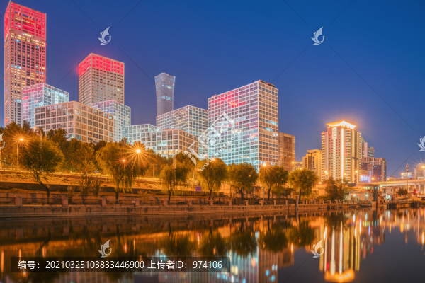 北京建外CBD建筑和通惠河風(fēng)光