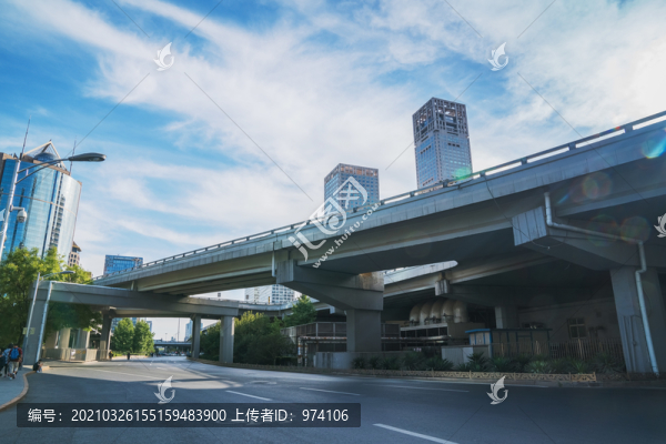 北京建國門大街的建筑和柏油馬路