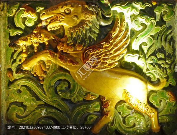 明代大報恩寺彩釉飛羊紋琉璃磚
