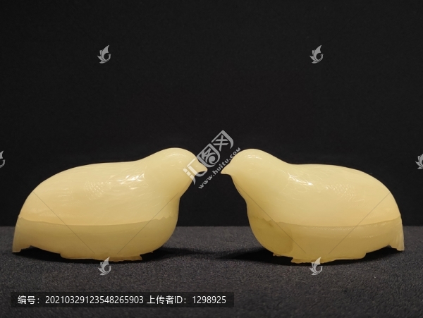 清代鵪鶉形盒玉器