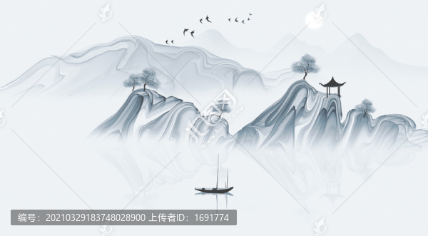 新中式抽象山水畫