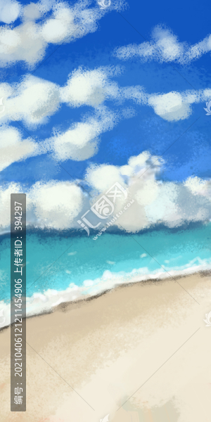 藍(lán)天白云抽象畫大海抽象畫