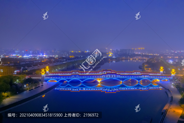 曲阜大沂河橋夜景圖片
