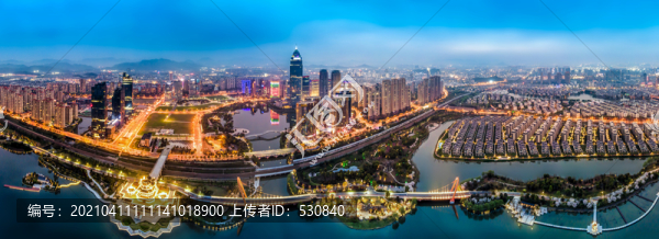 航拍紹興高清全景大畫幅夜色