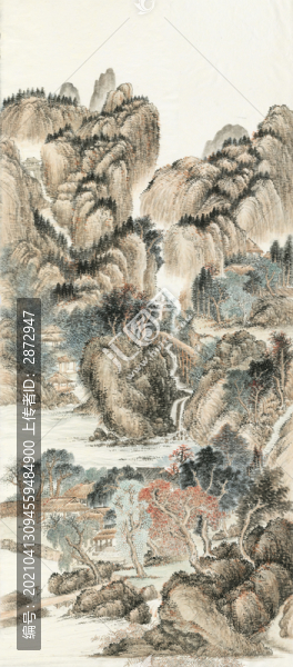 臨王翚仿王蒙秋山草堂圖