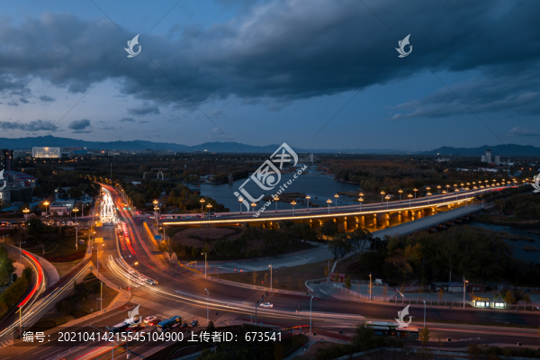 北京順義區(qū)城市道路俸伯橋夜景